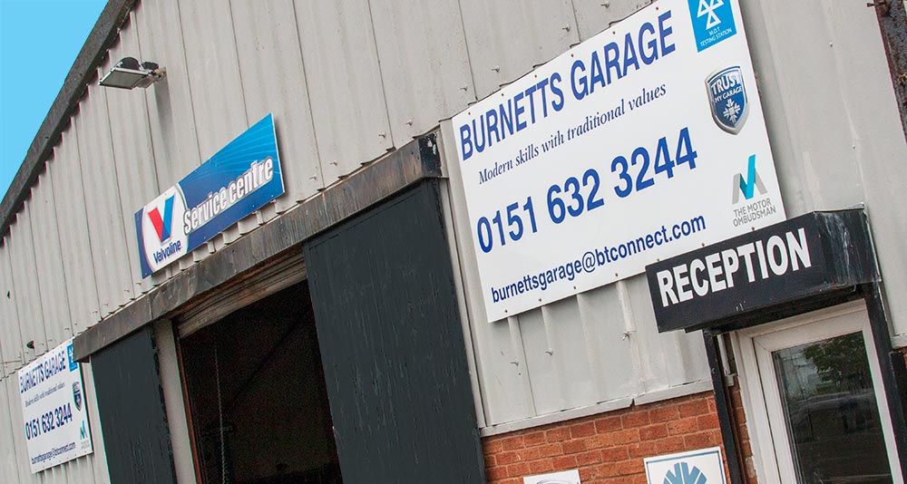 The frontage of Burnetts Garage